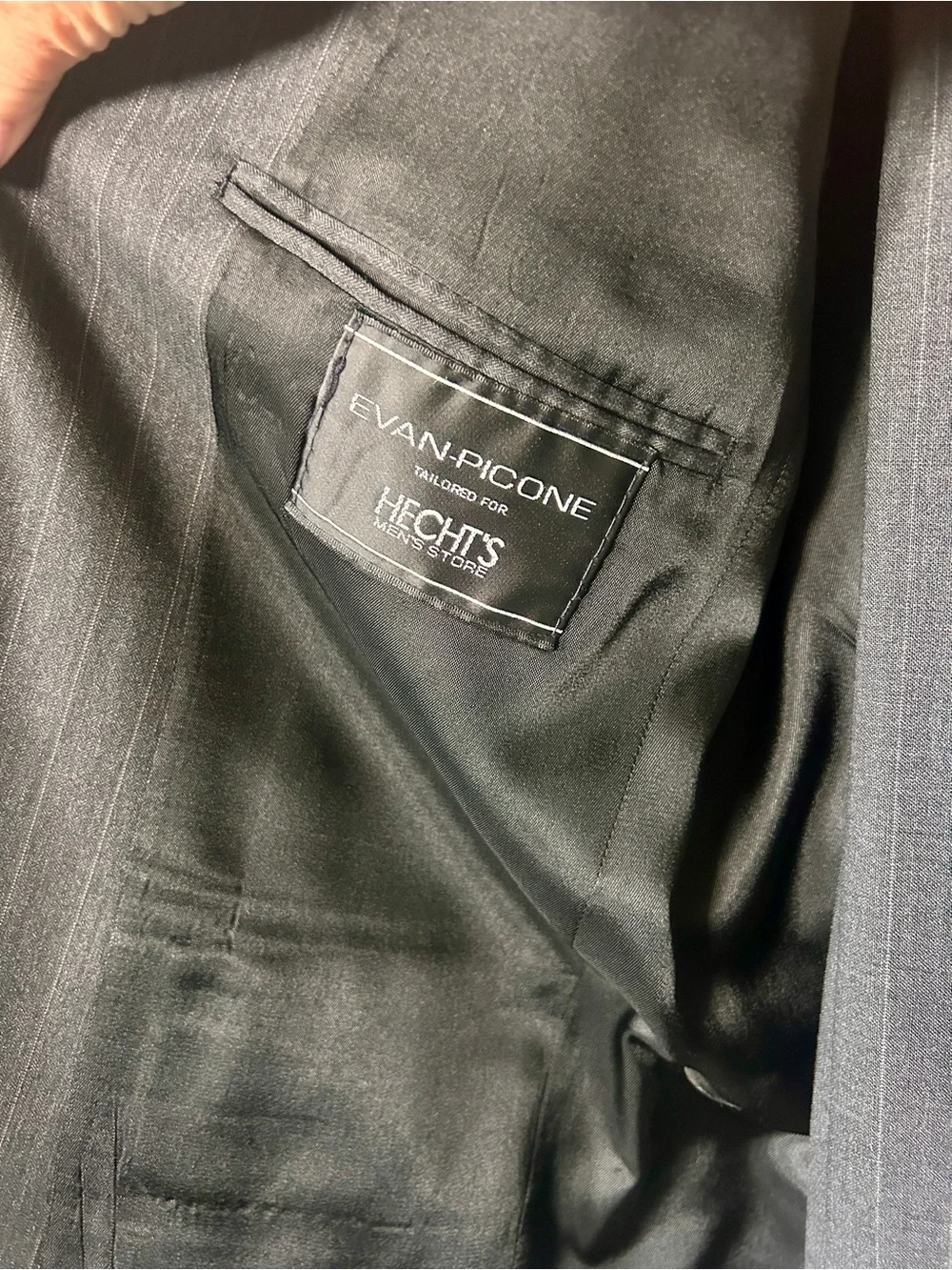 Evan-Picone Men's Pinstripe Two-Button Suit - Dark Gray